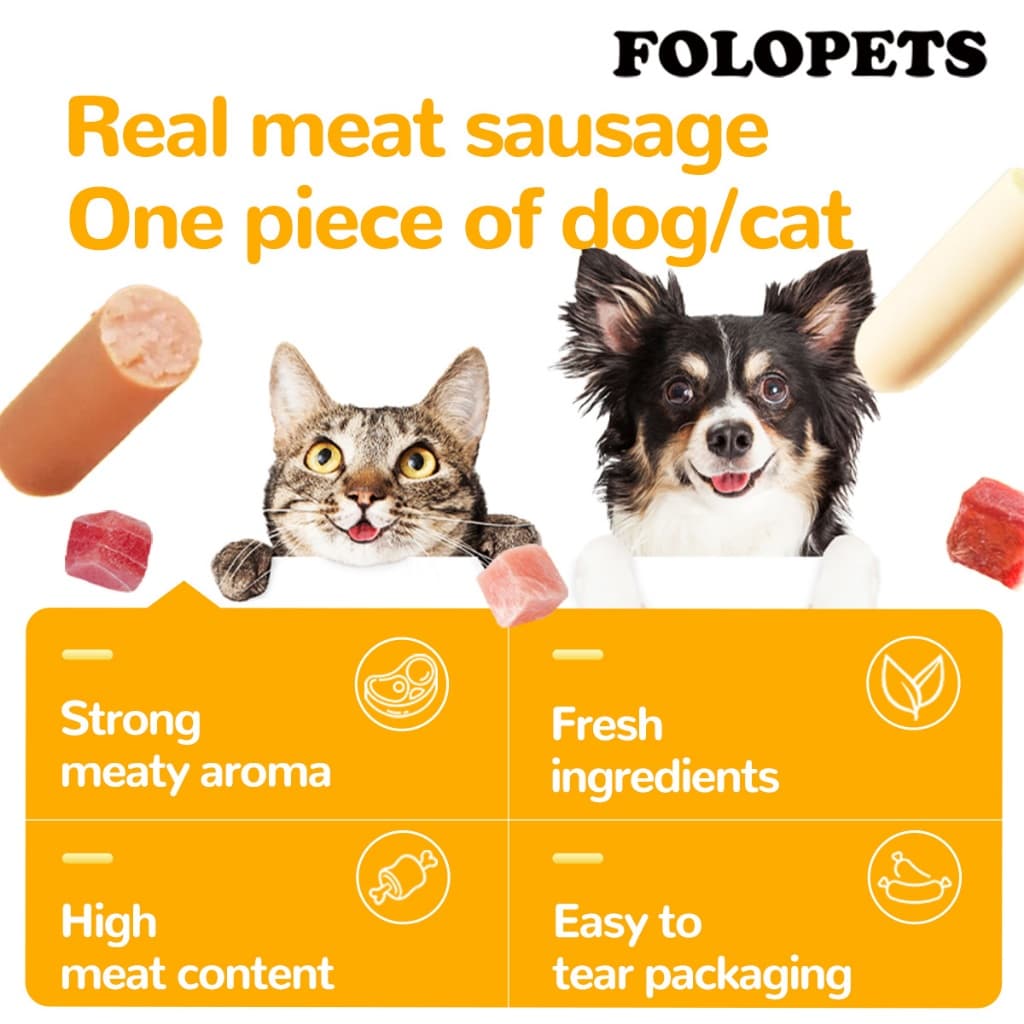 FOLOPETS ไส้กรอกสุนัขอาหารสัตว์เลี้ยงขนมขบเคี้ยวแมวสุนัขขนมขบเคี้ยวแฮมไส้กรอกการฝึกอบรมรางวัลขนมขบเคี้ยว รูปที่ 2