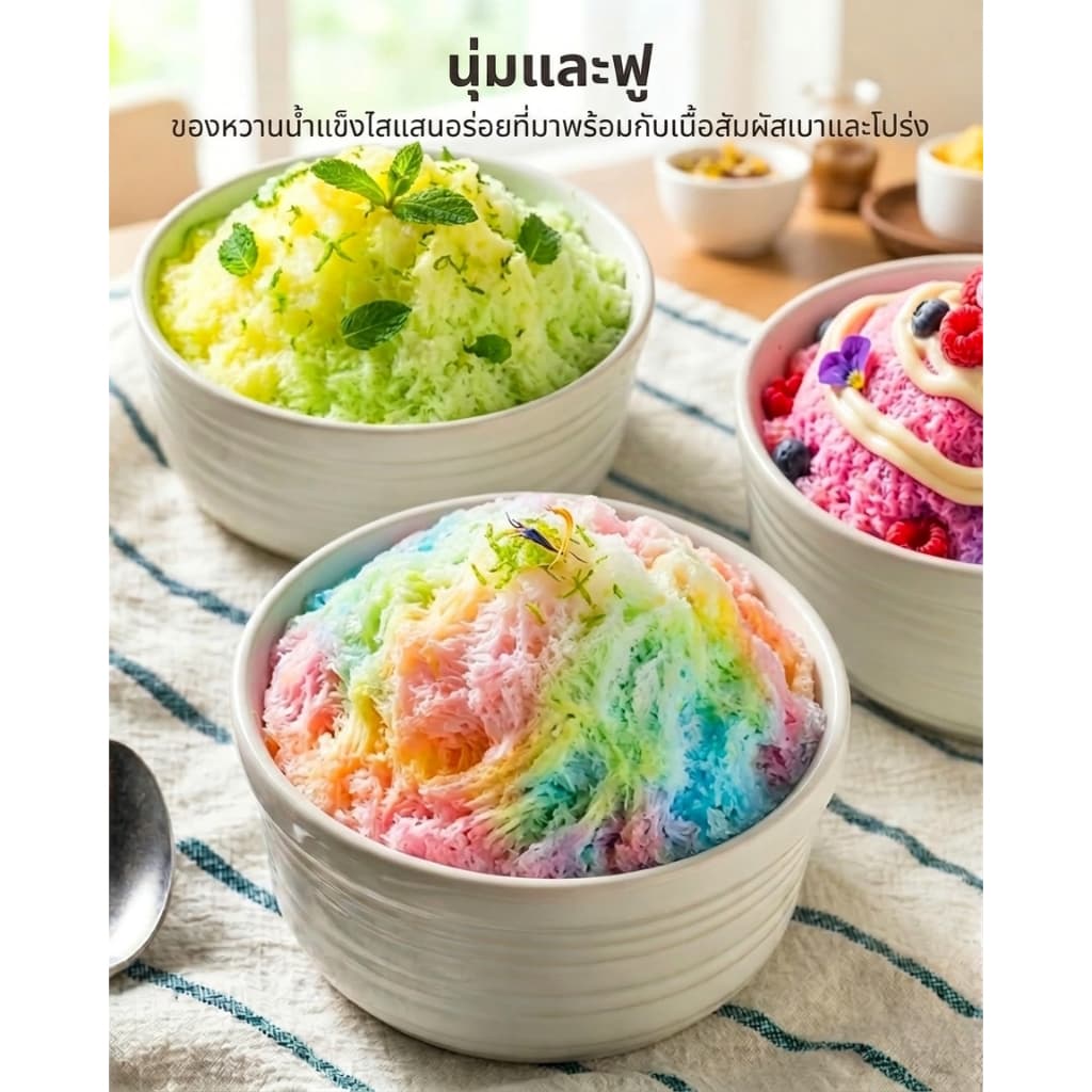 CROWNFUL เครื่องทำน้ำแข็งไส เครื่องทำน้ำแข็งใส Ice Shaver เครื่องบดน้ำแข็งเกล็ดหิมะ ทำบิงซู น้ำแข็งละเอียด ไสเร็ว แถมถ้วย 2 ใบ ถอดล้างง่าย รูปที่ 4