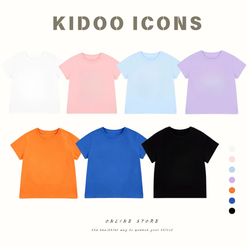 KIDOO ICONS เเสื้อยืดเด็กคอกลมผ้าฝ้าย 100% ลายการ์ตูน การ์ตูน น่ารัก แขนสั้น สไตล์เกาหลี#A01 รูปที่ 1