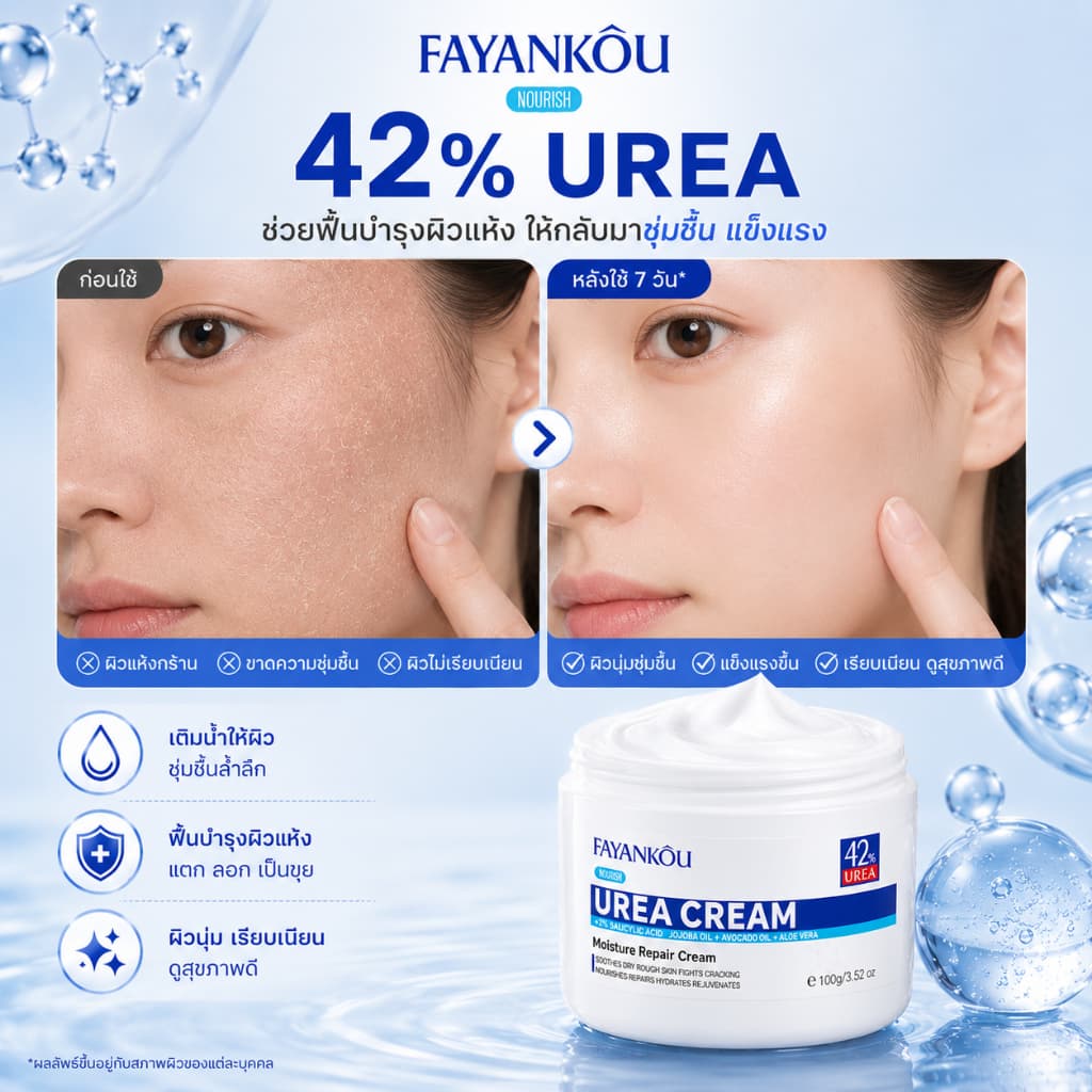 FAYANKOU Urea Cream 100g ครีมบำรุงผิว ให้ความชุ่มชื้นอย่างล้ำลึก ฟื้นฟูเกราะป้องกันผิว ลดรอยแตกแห้ง รูปที่ 4