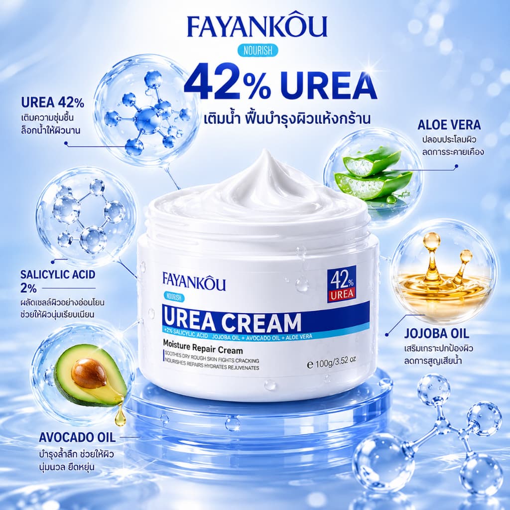 FAYANKOU Urea Cream 100g ครีมบำรุงผิว ให้ความชุ่มชื้นอย่างล้ำลึก ฟื้นฟูเกราะป้องกันผิว ลดรอยแตกแห้ง รูปที่ 3
