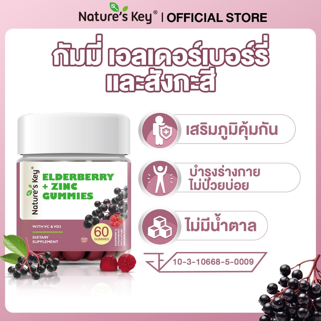 Nature’s Key Elderberry + Zinc Gummies เสริมภูมิคุ้มกัน บำรุงร่างกายให้แข็งแรง รสอร่อย ทานง่าย รูปที่ 2