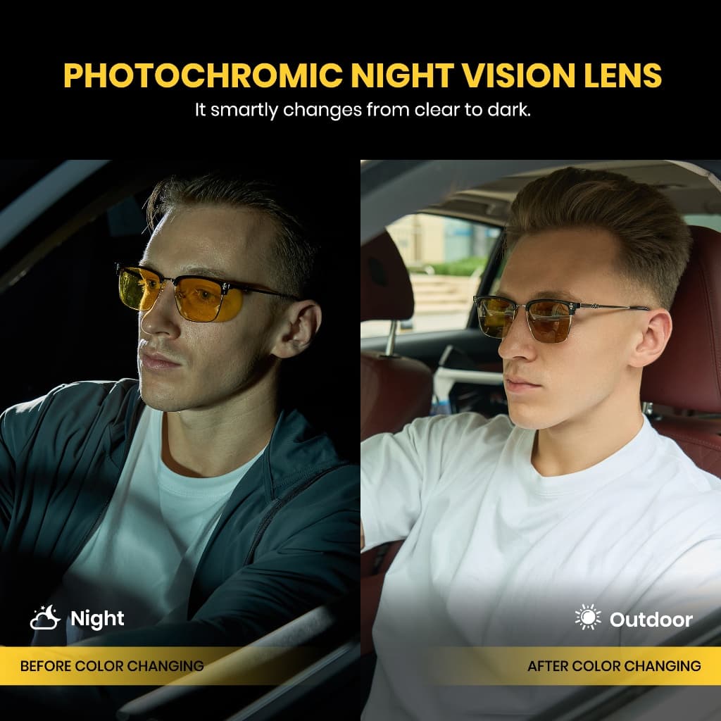 Cyxus แว่นตาขับรถตอนกลางคืนc Polarizedเลนส์ Photochromicให้ความคมชัดในเวลากลางคืนTR+ โลหะ 8252HI รูปที่ 2