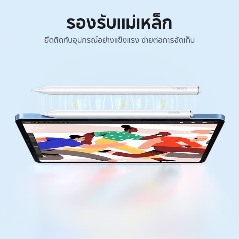 UGREEN ปากกาสไตลัส ติดด้วยแม่เหล็กได้ Apple Pencil ป้องกันการสัมผัสผิด ตรวจจับการเอียง ชาร์จผ่านพอร์ต Type-C สําหรับ iPad Pro 12.9 Air Mini 2022 ปากกาเอียงการปฏิเสธฝ่ามือบลูทูธ รูปที่ 2