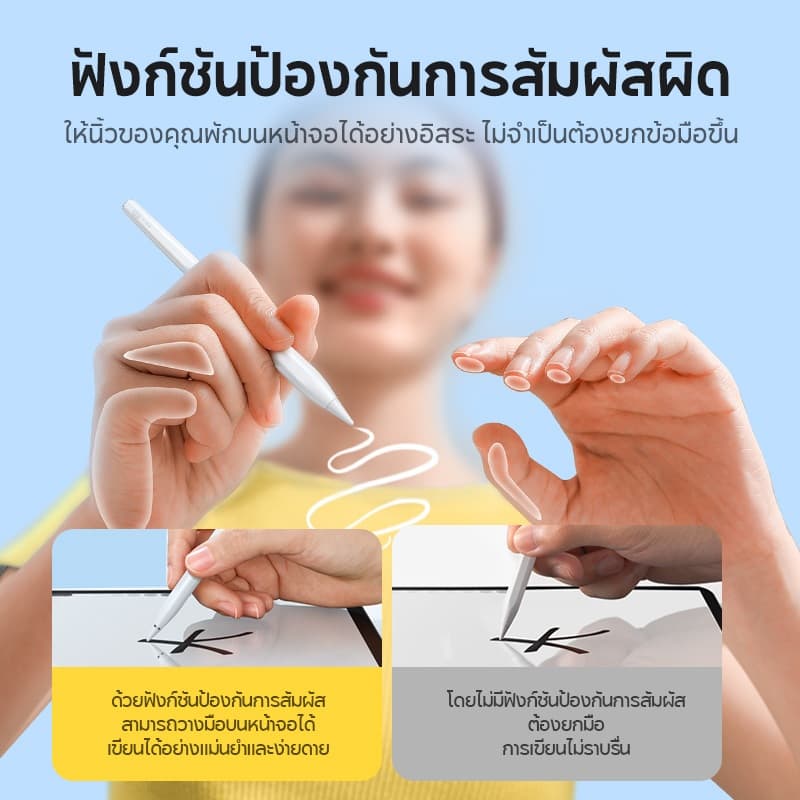 UGREEN ปากกาสไตลัส ติดด้วยแม่เหล็กได้ Apple Pencil ป้องกันการสัมผัสผิด ตรวจจับการเอียง ชาร์จผ่านพอร์ต Type-C สําหรับ iPad Pro 12.9 Air Mini 2022 ปากกาเอียงการปฏิเสธฝ่ามือบลูทูธ รูปที่ 7