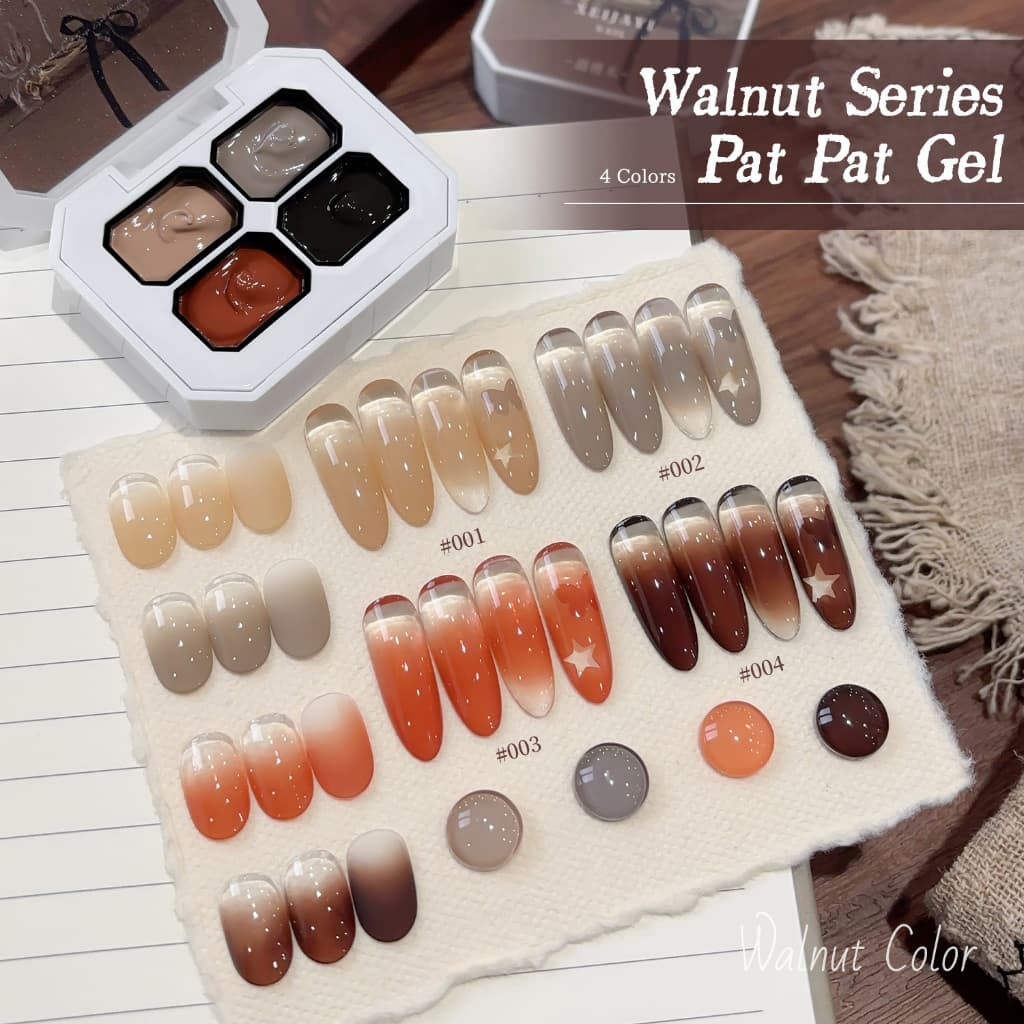 XEIJAYI-Caramel Orange Red Gradient Gel Nail Polish ชุด 4 สี เหมาะสำหรับใช้ในชีวิตประจำวัน รูปที่ 1