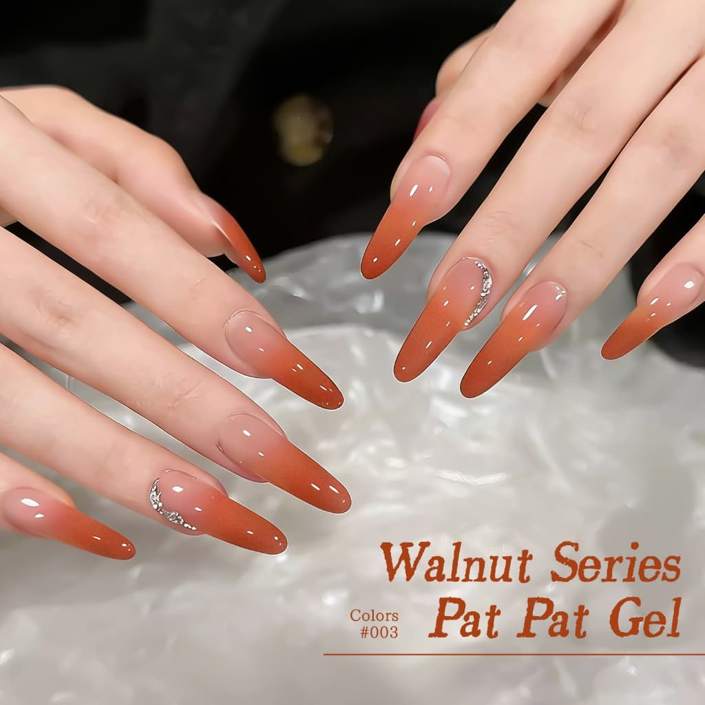 XEIJAYI-Caramel Orange Red Gradient Gel Nail Polish ชุด 4 สี เหมาะสำหรับใช้ในชีวิตประจำวัน รูปที่ 8
