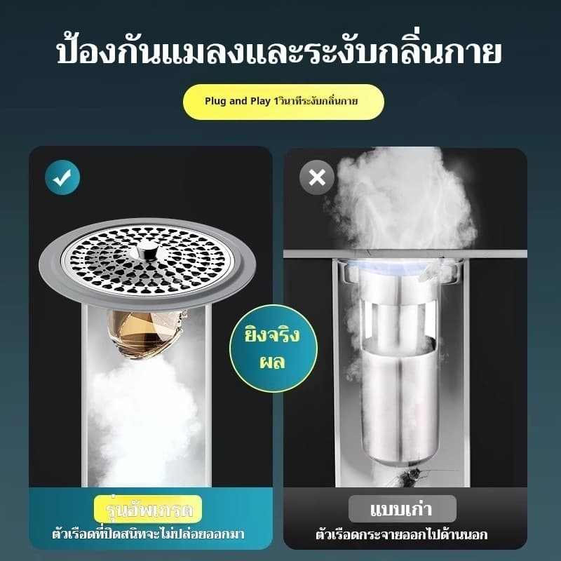 ฝาปิดท่อระบายน้ำ กันกลิ่น กันแมลง ระบายน้ำเร็ว ป้องกันเศษผมอุดตัน ติดตั้งง่าย ใช้ได้กับท่อระบายน้ำหลายขนาด รูปที่ 3