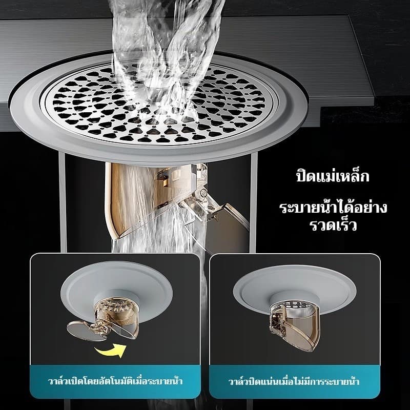 ฝาปิดท่อระบายน้ำ กันกลิ่น กันแมลง ระบายน้ำเร็ว ป้องกันเศษผมอุดตัน ติดตั้งง่าย ใช้ได้กับท่อระบายน้ำหลายขนาด รูปที่ 2