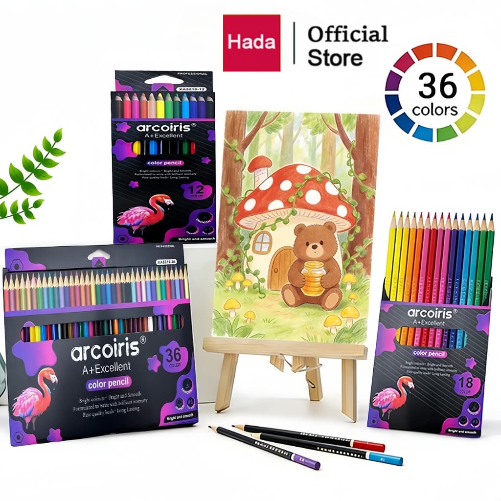 Hadaสีไม้ ชุดสีไม้ รุ่น ไส้ใหญ่พิเศษ สีไม้มาสเตอร์อาร์ต ดินสอสีไม้ ดินสอสี สีไม้ Colour Pencil แท่งยาว12สี รูปที่ 1