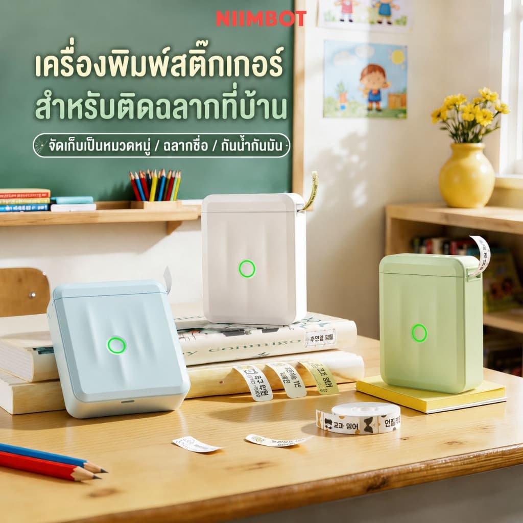 NIIMBOT D110 เครื่องพิมพ์ฉลากพกพาบลูทูธ ความกว้างการพิมพ์ 10-15 มม. สามารถใช้งานกับ IOS และแอนดรอยด์