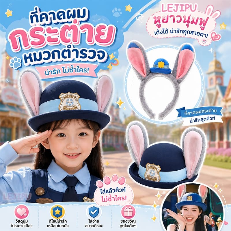 มีส่งแมส จาก zootopia หมวกจูดี้ คาดผมจิ้งจอก กทมคาดผมหูกระต่าย รูปที่ 1