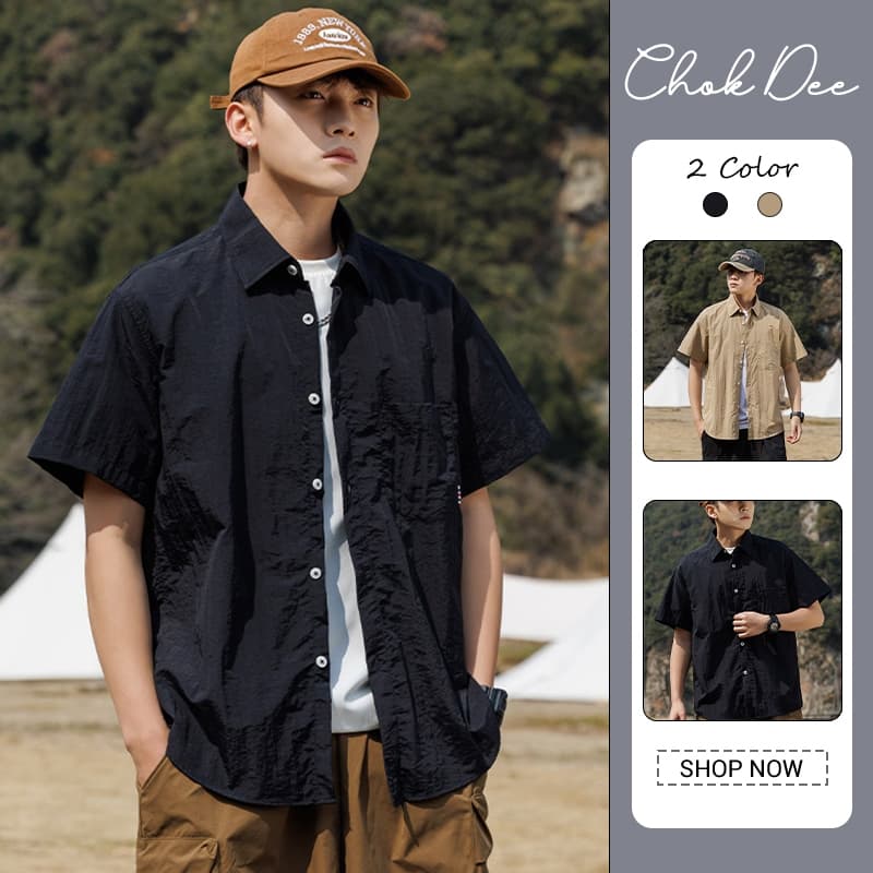เสื้อเชิ้ตแขนสั้นคอปกสำหรับผู้ชาย น้ำหนักเบา ใส่สบาย ดีไซน์คล่องตัว รูปที่ 1