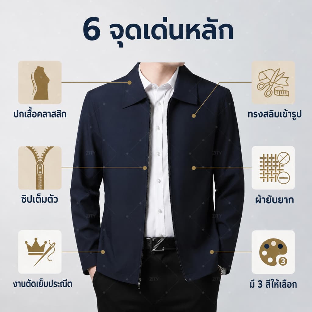ZITY ความมีตัวตน เสื้อแจ็คเก็ตปกยอดแหลมหรูหราสําหรับผู้ชาย สไตล์สูททางการปกแมนดารินใส่ทํางานหรือโอกาสสบายๆ รูปที่ 2