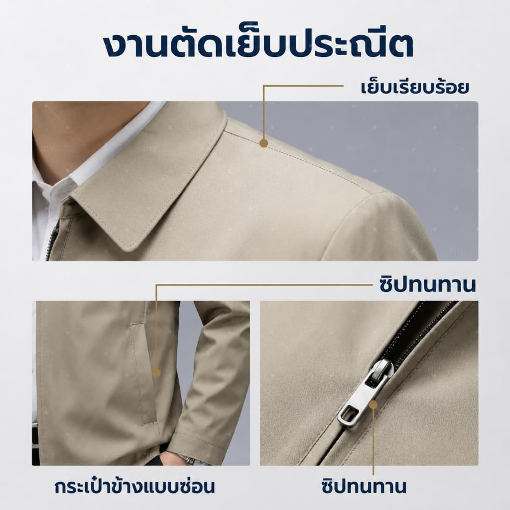 ZITY ความมีตัวตน เสื้อแจ็คเก็ตปกยอดแหลมหรูหราสําหรับผู้ชาย สไตล์สูททางการปกแมนดารินใส่ทํางานหรือโอกาสสบายๆ รูปที่ 3