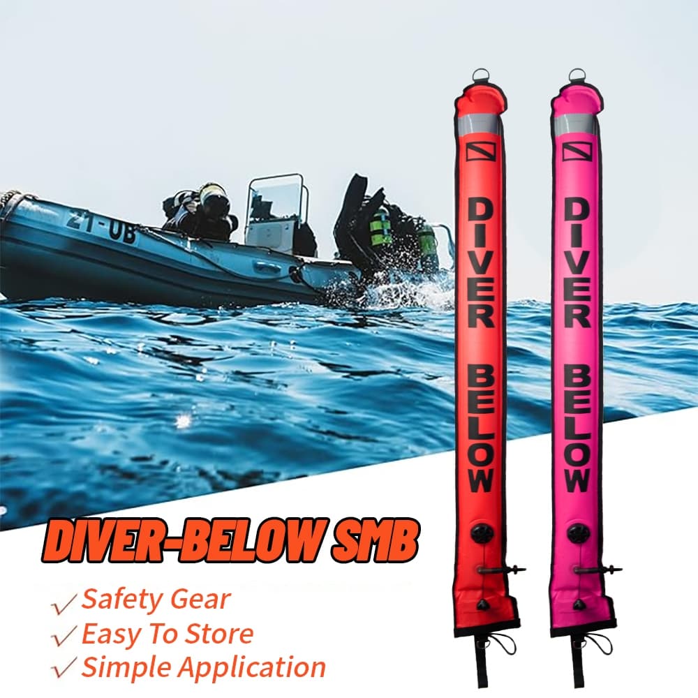 Hiturbo SMB ดำน้ำ ลูกฟูกสัญญาณดำน้ำ surface marker buoy SMB สะท้อนแสง การมองเห็นสูงพับได้แบบพกพาความปลอดภัยสัญญาณลอยทุ่นสําหรับดําน้ําฟรีSMB 1.5m/1m อุปกรณ์ความปลอดภัยดำน้ำ รูปที่ 3