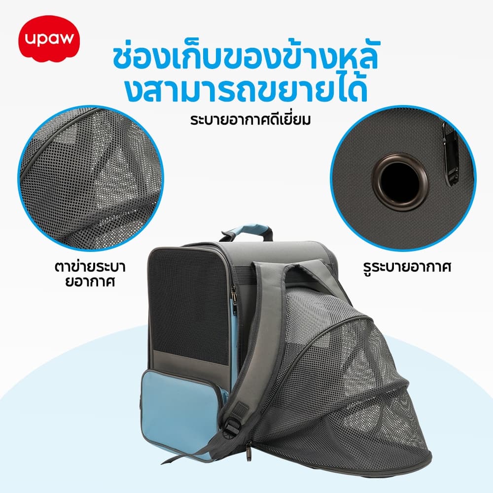 กระเป๋าแมว Upaw ที่มีพื้นที่กว้าง รถเข็นแมว ปรับใช้งานได้หลายแบบ พับเก็บง่าย ถอดล้างได้ ระบายอากาศ รูปที่ 4