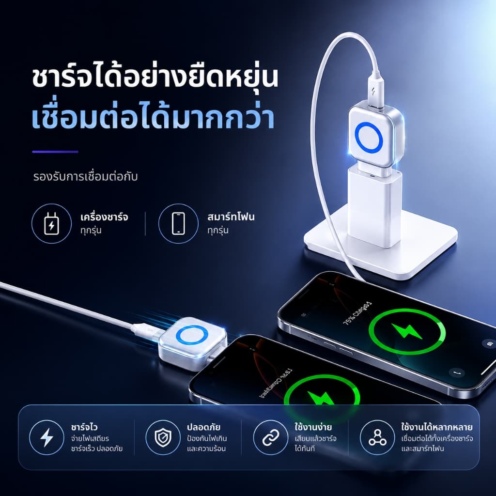 UTOOKII Auto Stop ชาร์จแยก AI Recognition ชาร์จ Full Auto Cut อุปกรณ์ USB ชาร์จอะแดปเตอร์ความปลอดภัย รูปที่ 7
