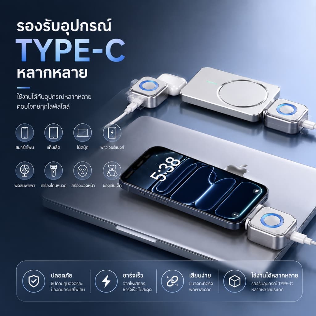 UTOOKII Auto Stop ชาร์จแยก AI Recognition ชาร์จ Full Auto Cut อุปกรณ์ USB ชาร์จอะแดปเตอร์ความปลอดภัย รูปที่ 2