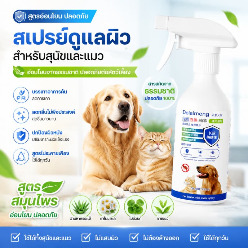 ขวดเดียว เอาอยู่! แก้ปัญหาผิวหนังสัตว์เลี้ยงได้ 99%NANA สเปรย์ผิวหนังสัตว์เลี้ยง ขี้เรื้อน เรื้อน แผลสุนัข ใช้ได้ทั้งสุนัข แมว และสัตว์เลี้ยงอื่น ๆ รูปที่ 1