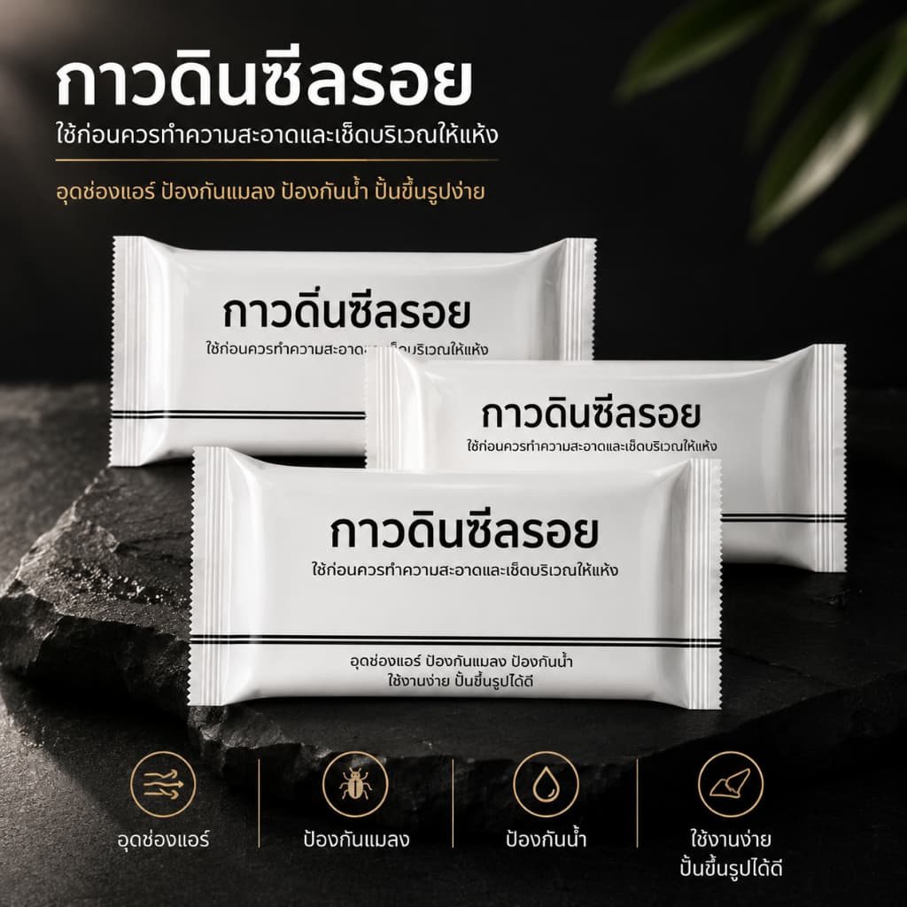 กาวอุดรู กาวดินอุดรู ดินน้ำมันอุดรูท่อน้ำ กันน้ำ กันหนู กันแมลง ใช้อุดรูผนัง ช่องแอร์ ช่องท่อ A00166 รูปที่ 2