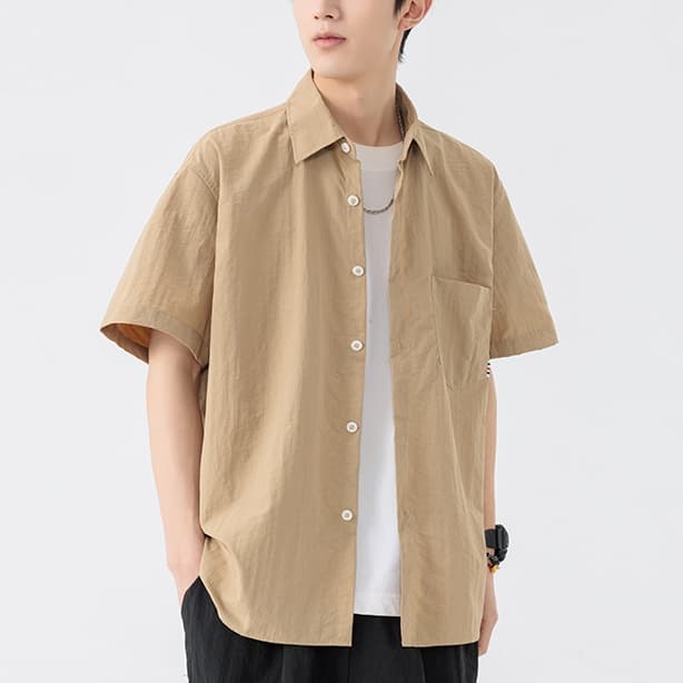 เสื้อเชิ้ตแขนสั้นคอปกสำหรับผู้ชาย น้ำหนักเบา ใส่สบาย ดีไซน์คล่องตัว รูปที่ 6