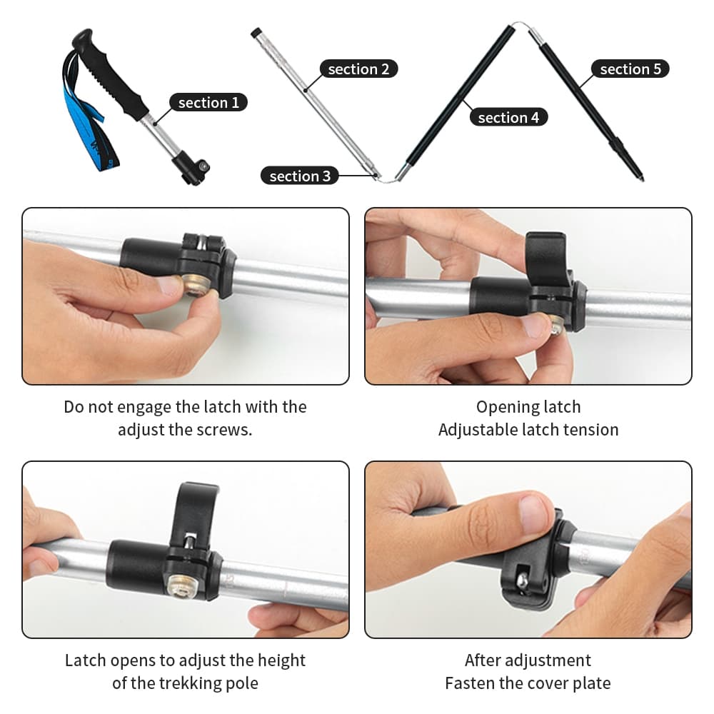 Naturehike ST09 Trekking Poles อลูมิเนียม Ultralight แบบพับได้ Trekking Stick เดินป่าเสาพับได้ Travel Walking Climbing Sticks รูปที่ 3