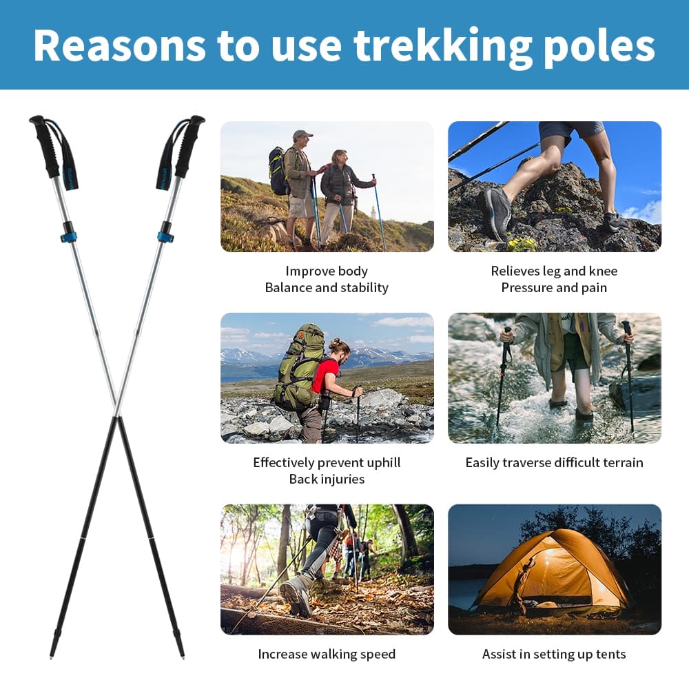 Naturehike ST09 Trekking Poles อลูมิเนียม Ultralight แบบพับได้ Trekking Stick เดินป่าเสาพับได้ Travel Walking Climbing Sticks รูปที่ 6