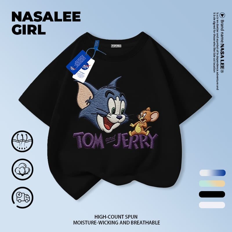 เด็กผ้าฝ้ายเสื้อยืดสีขาวออกแบบการ์ตูนแมวและเมาส์สนุกพิมพ์ฤดูร้อนเสื้อผ้าระบายอากาศแขนสั้นเหมาะสําหรับ 3-16 ชายหญิง รูปที่ 4