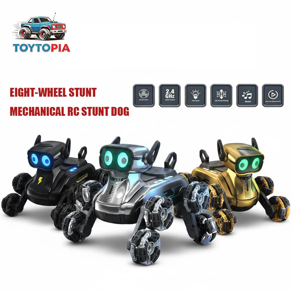 TOYTOPIA หุ่นยนต์ควบคุมระยะไกลสุนัข Stunt Drifting รถ 8-W Heel ไฟสัตว์เลี้ยงเพลงชาร์จแบตเตอรี่ไร้สาย รูปที่ 1