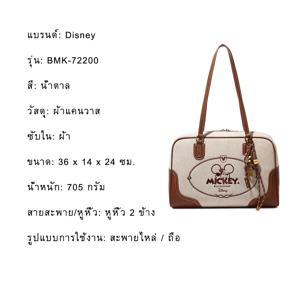 กระเป๋าโท้ตมิกกี้เมาส์ ดิสนีย์แท้ สำหรับผู้หญิง ผ้าแคนวาสผสมหนังPU ใบใหญ่จุของได้มาก ถือ/สะพายไหล่ ใช้ได้ทุกวัน ทำงาน เที่ยว ช้อปปิ้ง ดีไซน์โลโก้มิกกี้สุดคลาสสิก ซิปสแตนเลสทนทาน พร้อมพวงกุญแจตกแต่ง ของแท้เหมาะเป็นของขวัญ รูปที่ 3