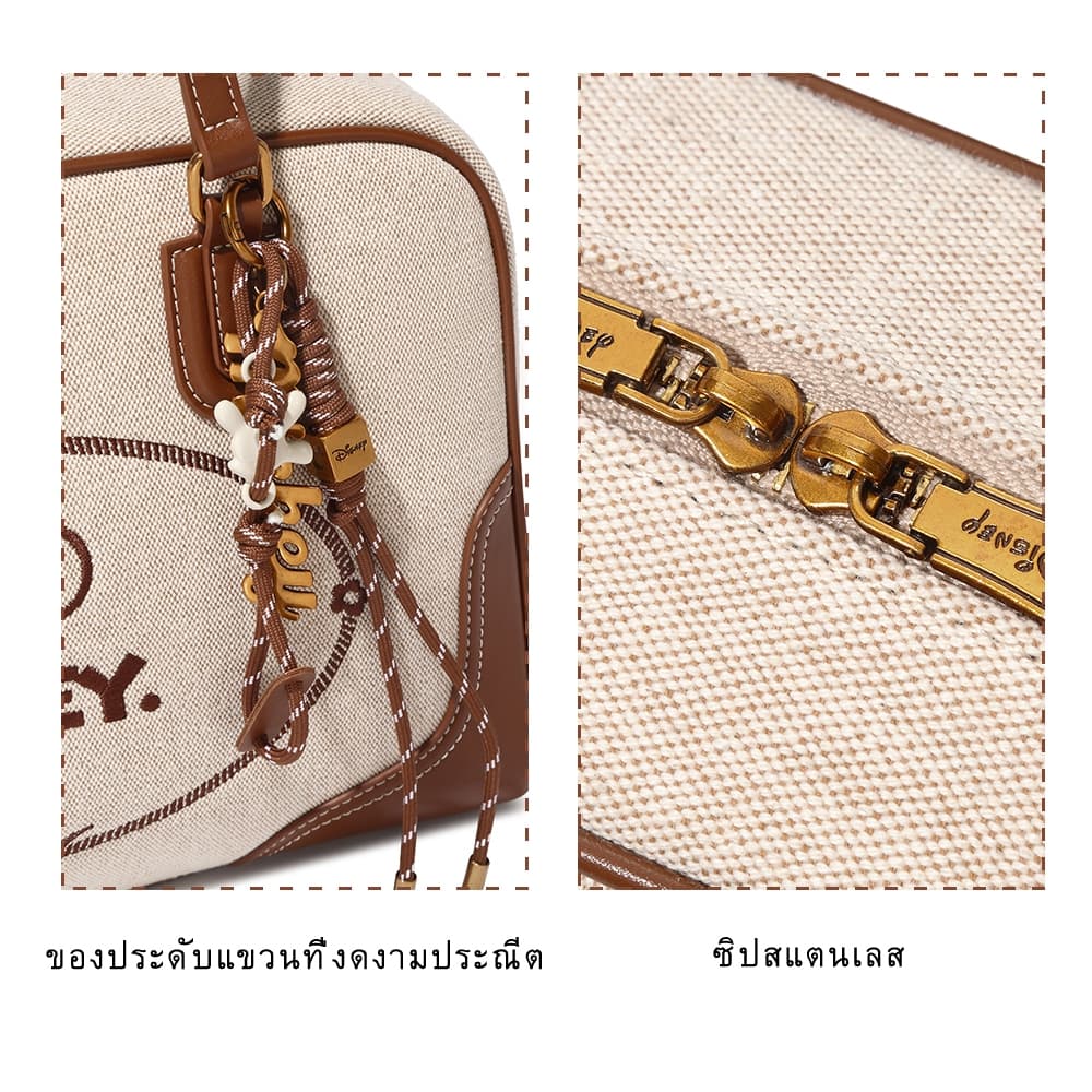 กระเป๋าโท้ตมิกกี้เมาส์ ดิสนีย์แท้ สำหรับผู้หญิง ผ้าแคนวาสผสมหนังPU ใบใหญ่จุของได้มาก ถือ/สะพายไหล่ ใช้ได้ทุกวัน ทำงาน เที่ยว ช้อปปิ้ง ดีไซน์โลโก้มิกกี้สุดคลาสสิก ซิปสแตนเลสทนทาน พร้อมพวงกุญแจตกแต่ง ของแท้เหมาะเป็นของขวัญ รูปที่ 6