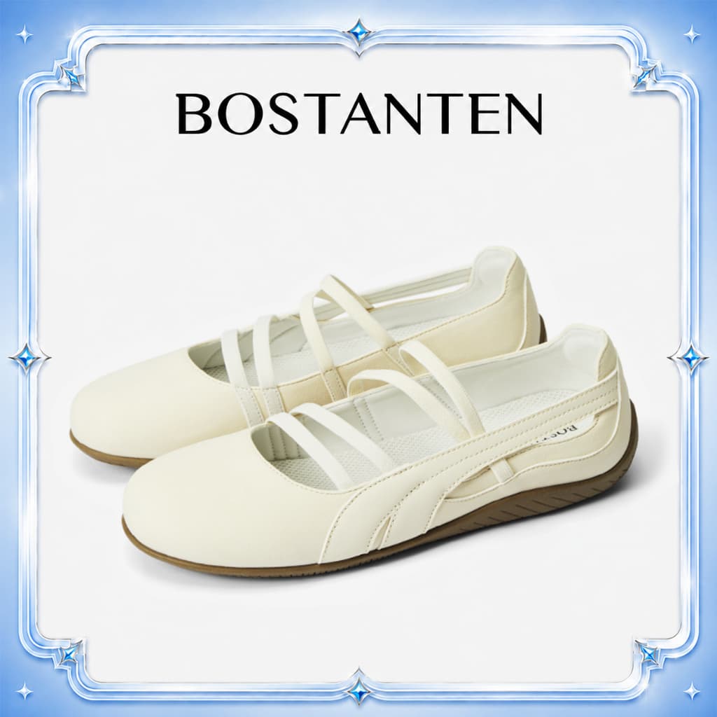 【สินค้าพร้อมส่งจากไทย】BOSTANTEN Blackpink รองเท้าแมรี่เจนผ้าใบผู้หญิง  รองเท้าส้นตึกสไตล์สปอร์ตเกาหลี แฟชั่นชิคๆ ไม่กัดเท้า ใส่ได้ทุกวัน