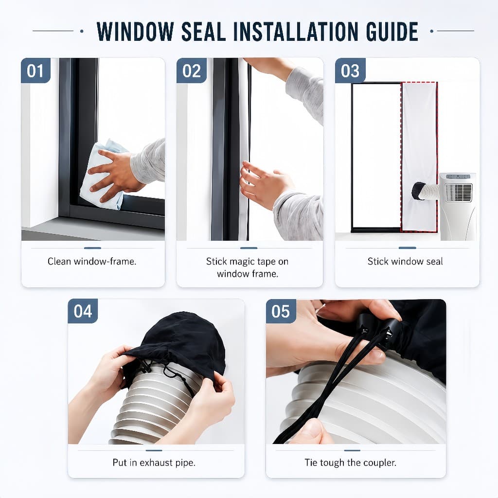 Portable Aircond Cloth Seal ผ้าซีลแอร์พกพา สำหรับหน้าต่างและประตูบานเลื่อน กันลมร้อน มีซิปและกาวในตัว ใช้งานง่าย รูปที่ 7