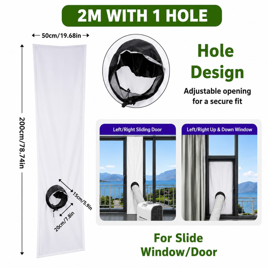 Portable Aircond Cloth Seal ผ้าซีลแอร์พกพา สำหรับหน้าต่างและประตูบานเลื่อน กันลมร้อน มีซิปและกาวในตัว ใช้งานง่าย รูปที่ 9