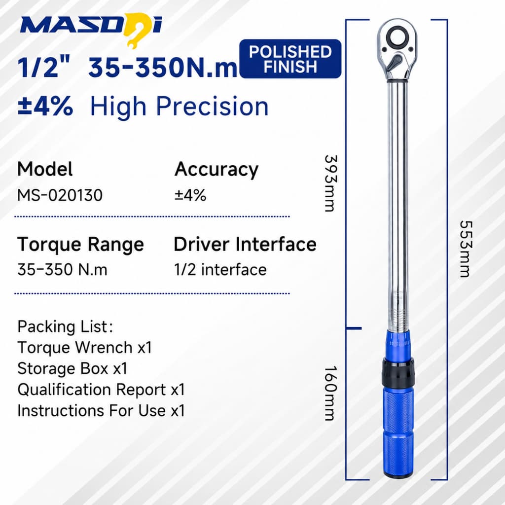 Masdsi ประแจแรงบิดชุด 72 ฟัน Dual-Direction ประแจแรงบิดปรับได้ Dual-Scales 1/4 & 3/8 & 1/2 นิ้ว ±3% ความแม่นยํา Click ประแจแรงบิดสําหรับจักรยาน, รถจักรยานยนต์, รถ, หลัก รูปที่ 9