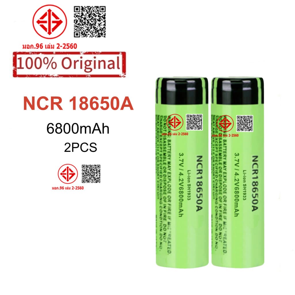 Panasonic 18650 NCR18650A 3.7V 6800mAh discharge 20A แบตเตอรี่ลิเธียมแบบชาร์จไฟได้สําหรับไฟฉายพัดลม รูปที่ 1