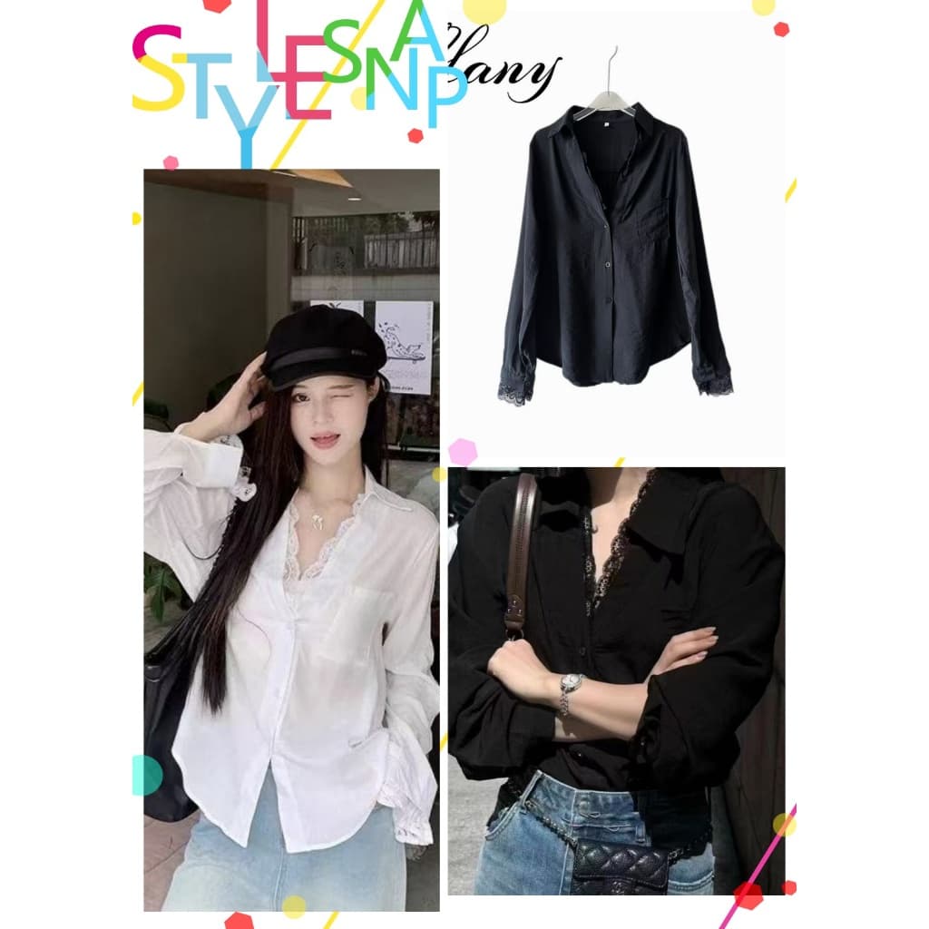 เสื้อเชิ้ตผ้าฝ้ายและผ้าลินินสีขาวคอวีปลอมสองชิ้นสำหรับผู้หญิงฤดูร้อนเสื้อกันแดดลูกไม้ยาวกลาง รูปที่ 3