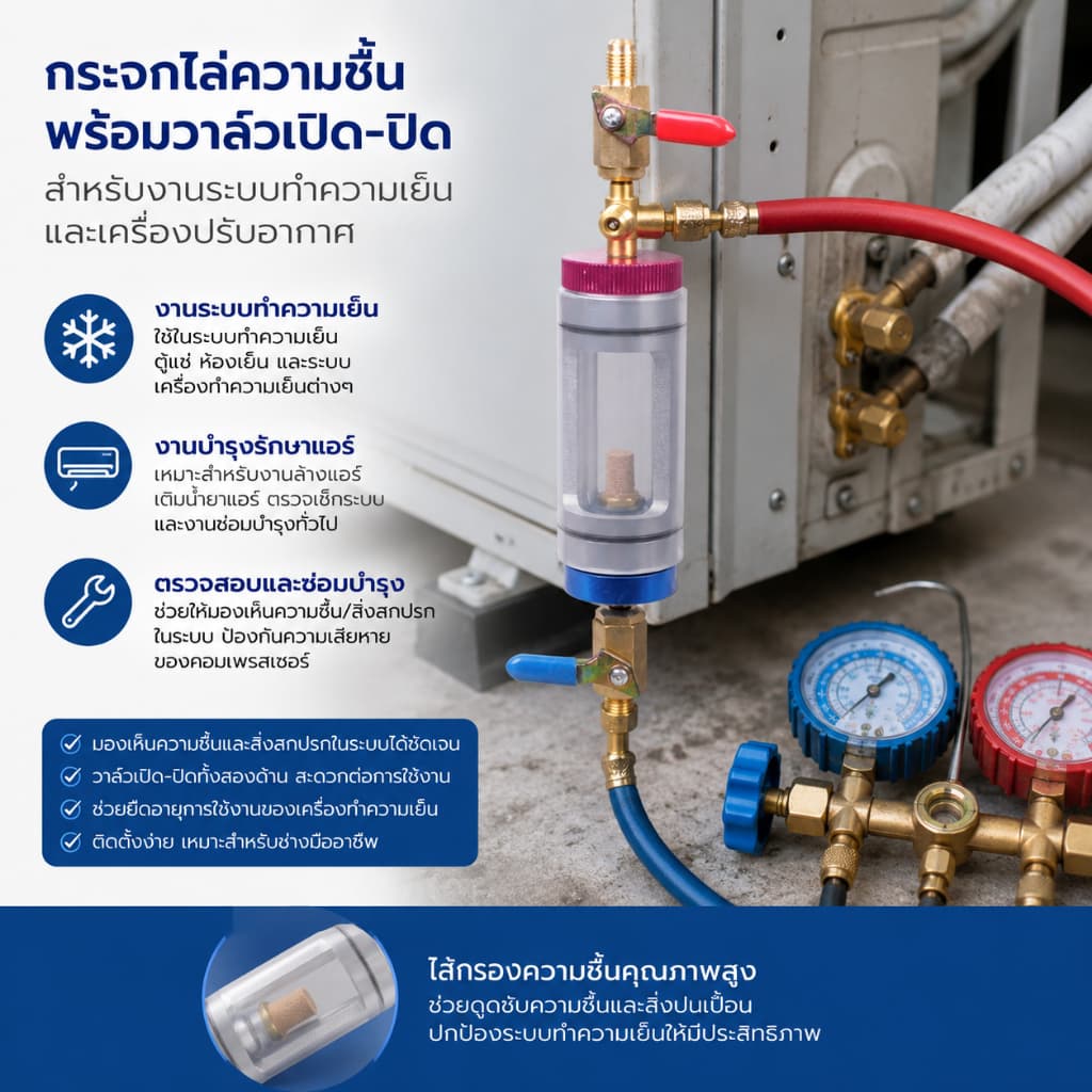 ออกใบกำกับภาษีได้ ชุดกระบอกตรวจเช็คน้ำมันคอมแอร์ เช็คน้ำมันคอมแอร์ดำ ไม่ต้องปล่อยน้ำยาแอร์ รูปที่ 6