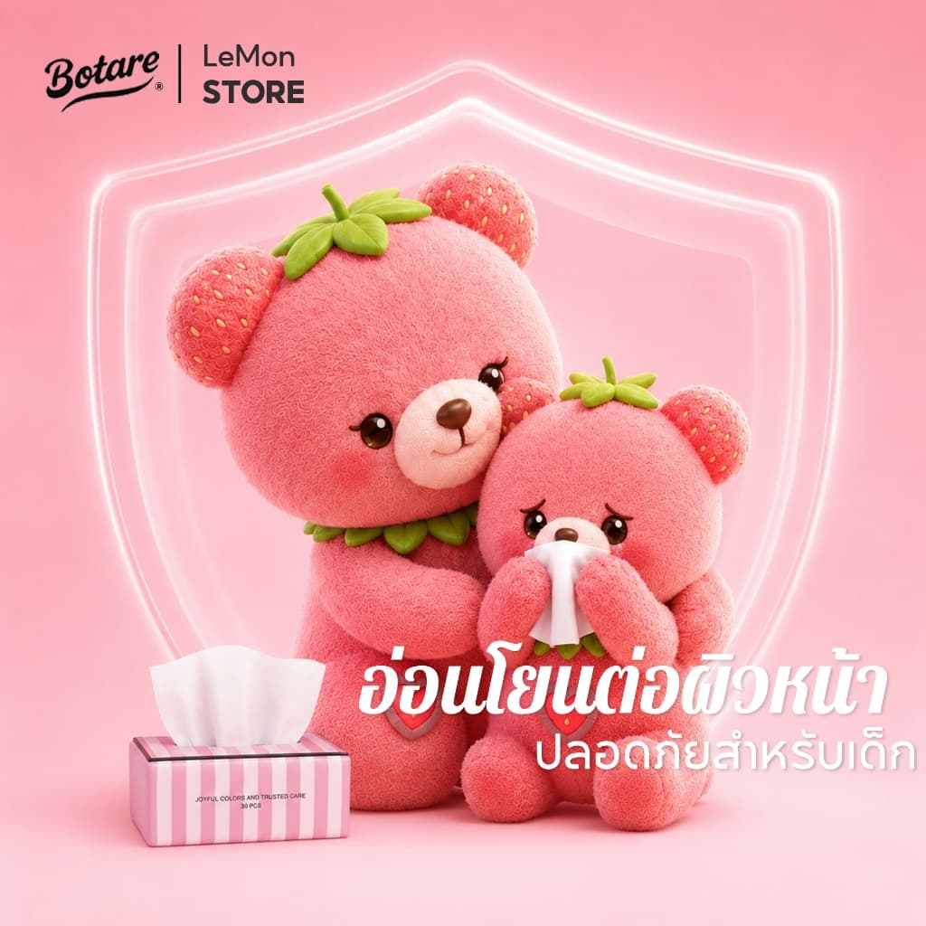 Botare® CHEERFUL™PINK กระดาษทิชชู่แขวนหนานุ่ม 4 ชั้น ทิชชู่เด็ก เยื่อไม้FSC สำหรับคนเป็นภูมิแพ้ ทิชชู่คุ้มค่า ซึมซับได้ดี 175*155มม. 1800แผ่น facial tissue GB/T20808 รูปที่ 4