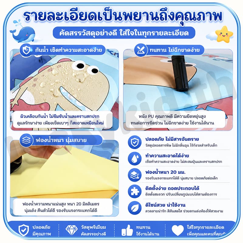 สติกเกอร์วอลเปเปอร์ กันกระแทกเด็ก หนาขึ้น 2 เซนติเมตร แผ่นแปะผนัง สติ๊กเกอร์ติดผนังลายการ์ตูน ป้องกัน 5 ชั้น รูปที่ 4