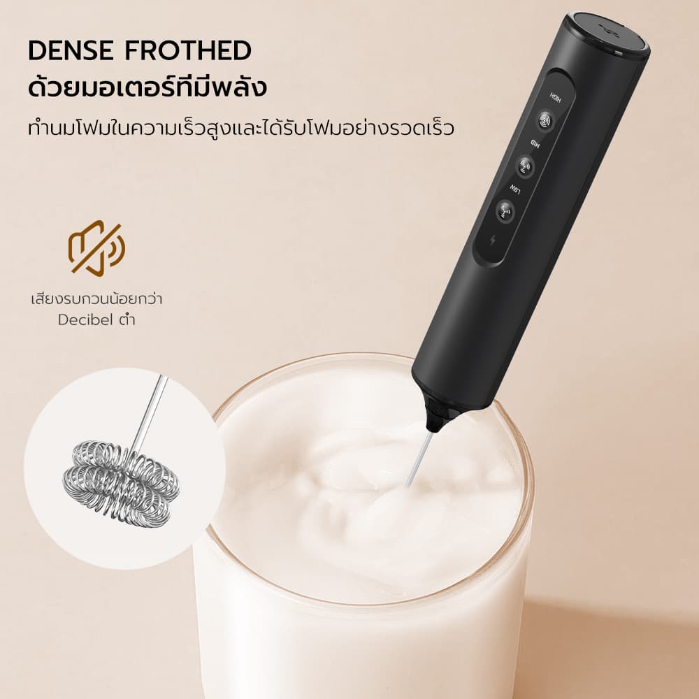 Cliton เครื่องทำนมโฟม มือถือเครื่องตีฟองนม3ความเร็วไข่ตีโฟมไฟฟ้าชงชาร์จผสมด้วย3สแตนเลสปัด ชุดเครื่องทำนมโฟมอเนกประสงค์ รูปที่ 6