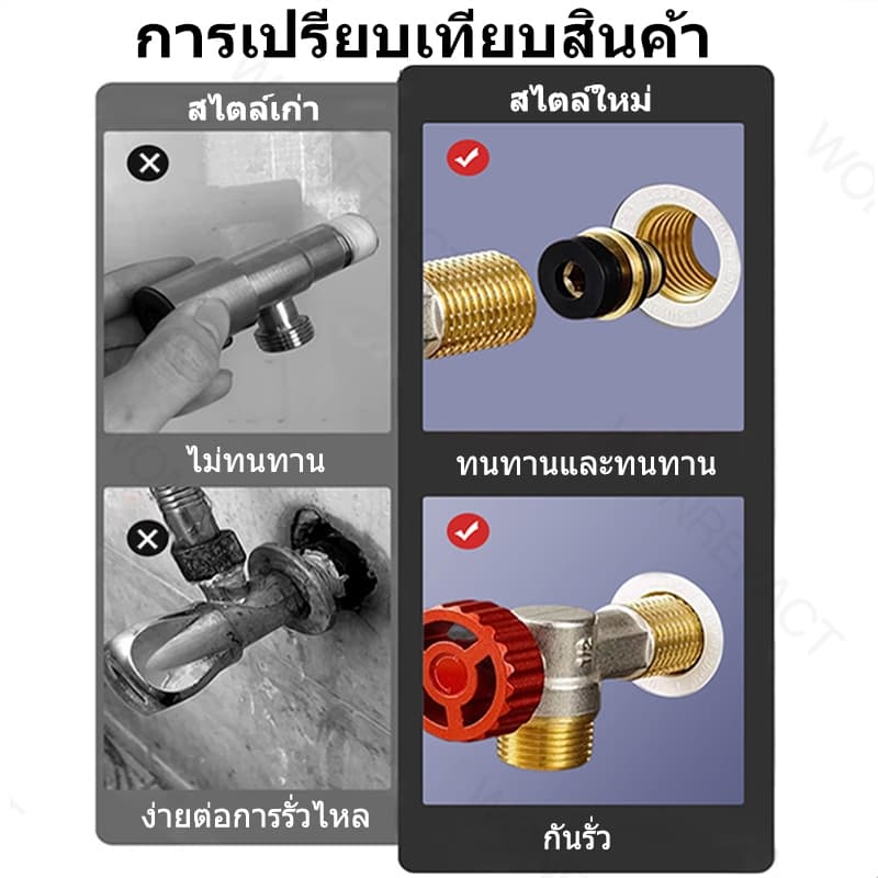 ปะเก็นทองเหลือง 1/2 นิ้ว ซิลิโคนกันรั่ว ไม่ต้องใช้เทปพันเกลียว อะไหล่วาล์วน้ำ ก๊อกน้ำ รูปที่ 3