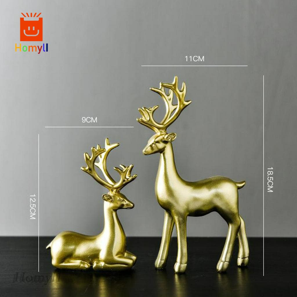 Homyl1 ตุ๊กตาเรซิ่น รูปกวางเอลก์ สําหรับตกแต่งโต๊ะ 2 ชิ้น ครื่องประดับกวาง, ตกแต่งตู้ไวน์, ห้องนอนศึกษาตู้ทีวี, ของขวัญขึ้นบ้านใหม่ รูปที่ 8