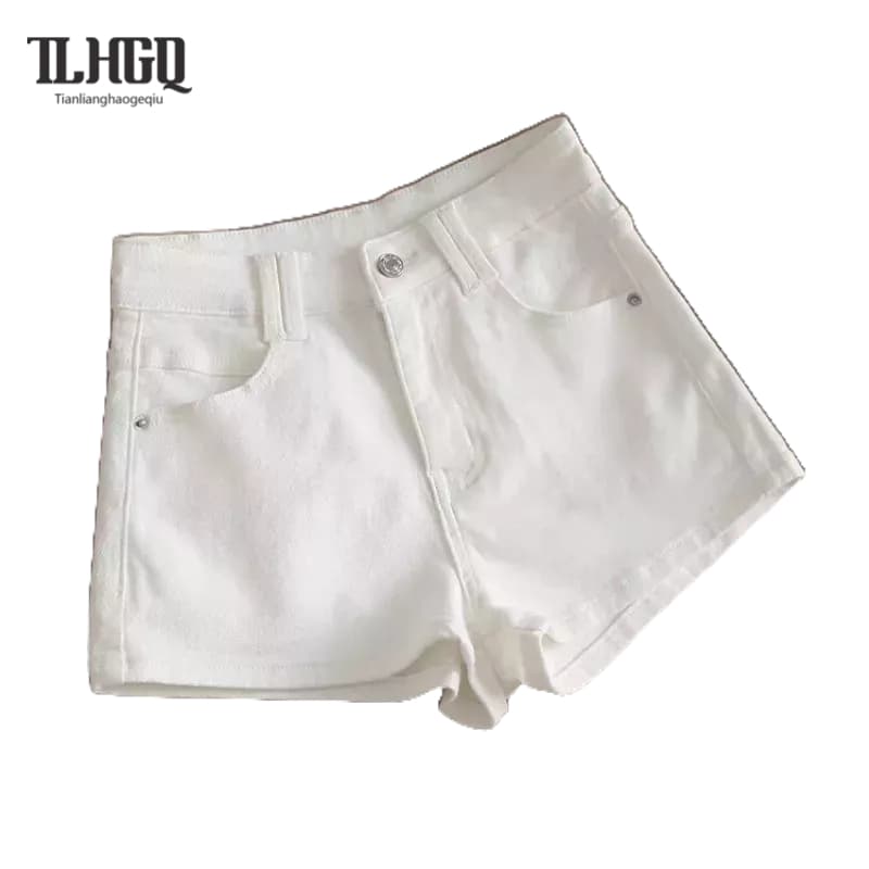 TL-HGQ กางเกงขาสั้น งสีทึบเซ็กซี่สะโพกยกยืดหยุ่นสลิมฟิตสลิมมิ่งผ้ายีนส์กางเกงร้อ รูปที่ 5