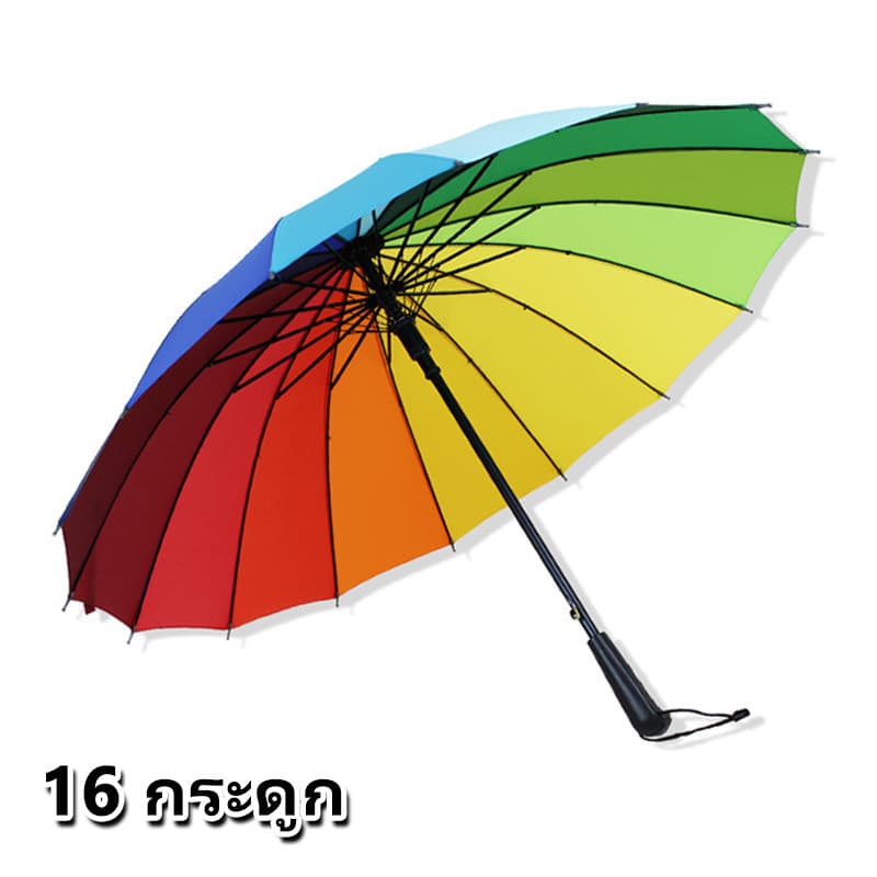 ร่มกันฝน แดด แฟชั่น เนื้อโปร่งแสง ขนาดใหญ่สีรุ้ง สีสันสดใส ป้องกันแสงแดด กันฝน ป้องกันรังสียูวี ด้ามยาว รูปที่ 6