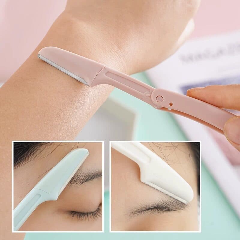 1 ชุด 3 ชิ้น กันจอนคิ้วแบบพับ มีดกันคิ้ว แบบพกพา สเตนเลส ทนทาน Folding eyebrow trimmer Facial Razor รูปที่ 4