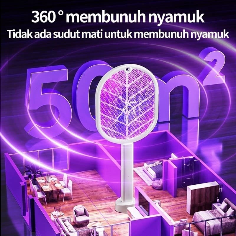 ไม้ตียุงไฟฟ้า เครื่องดักยุงไฟฟ้า โคมไฟกันยุงและตียุงในเครื่องเดียว แถมฟรี USB+ฐานตั้ง ชาต1ครั้ง เก็บไว้ใช้ได้1เดือน รูปที่ 3