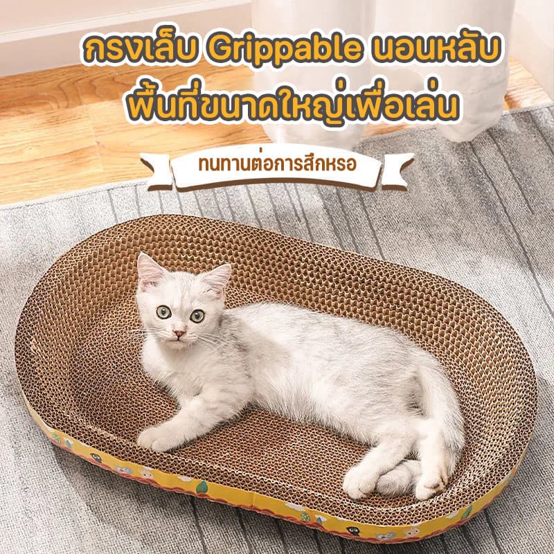 ซื้อ 1 แถม 1 อ่างลับเล็บแมว วงรี วงกลม ที่ฝนเล็บแมว / ที่ลับเล็บแมว Cat scratcher ที่นอนแมว ของเล่นแมว รูปที่ 4
