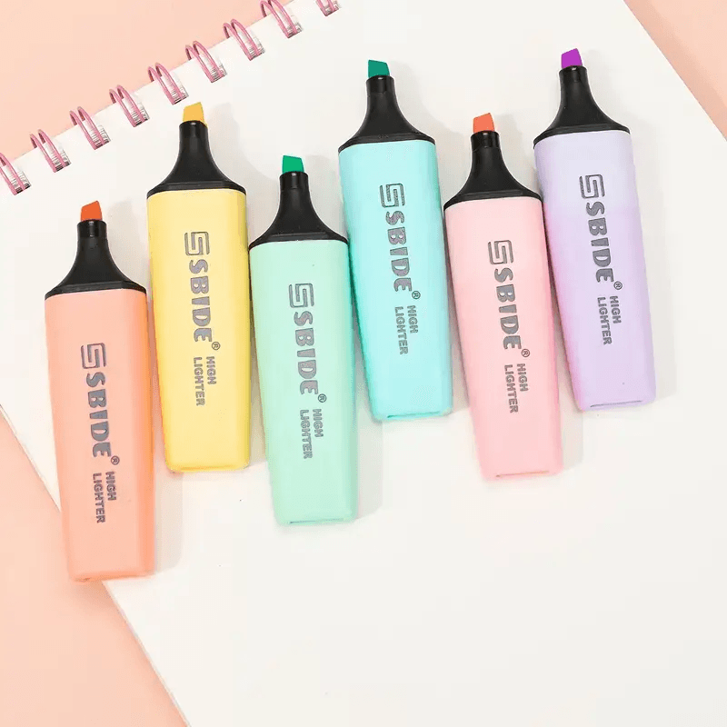 ปากกามาร์กเกอร์เรืองแสง 6 สี – เครื่องเขียนน่ารักสําหรับเด็ก School Study & Higlighter ชุดปากกา รูปที่ 2